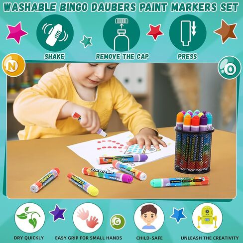 Crtiin 72 Pack Dot Markers Bulk, 12 Colors Washable Dot Markers for Toddlers Art, Children Painting Crafts, Bingo Daubers Supplies for Kids Preschool Children, Non Toxic Water-based Bingo Daubers in Saudi Arabia