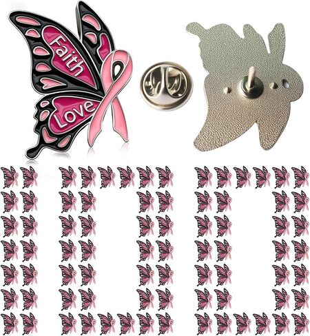 10 Pack Pink Ribbon Breast Cancer Awareness Lapel Pin Two Color Bundle (10 PACK) in Kuwait