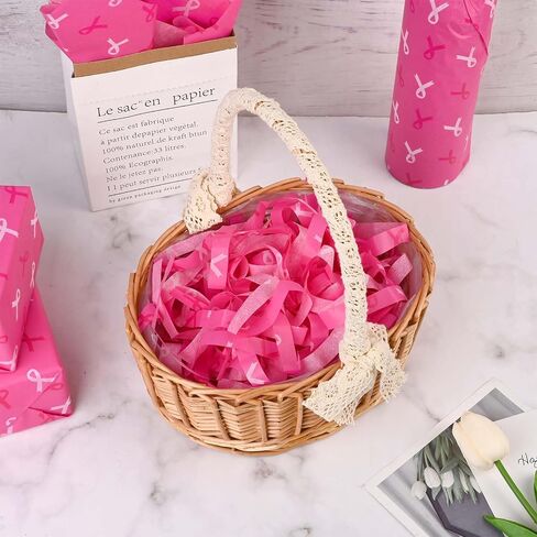 100Sheets 20 * 14 Inches Breast Cancer Awareness Tissue Paper for Gift Wrapping Pink Ribbon Printed Tissue Paper for Gift Bags for Breast Cancer Month Charity Party DIY Craft in Saudi Arabia
