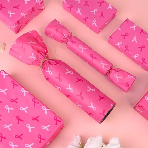 100Sheets 20 * 14 Inches Breast Cancer Awareness Tissue Paper for Gift Wrapping Pink Ribbon Printed Tissue Paper for Gift Bags for Breast Cancer Month Charity Party DIY Craft in Saudi Arabia