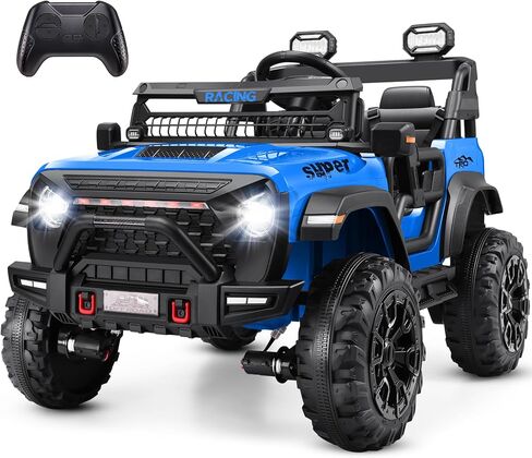 Hikole 24V Ride on Car with Remote Control, 2 Seater Electric Car for Kids w/20 Inch Wide Seat, 4x100W Motor, LED Headlight & Music Player, Power Car Wheels Ride on Toys for Boys Girls, Pink in Kuwait