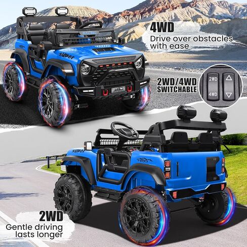 Hikole 24V Ride on Car with Remote Control, 2 Seater Electric Car for Kids w/20 Inch Wide Seat, 4x100W Motor, LED Headlight & Music Player, Power Car Wheels Ride on Toys for Boys Girls, Pink in Kuwait