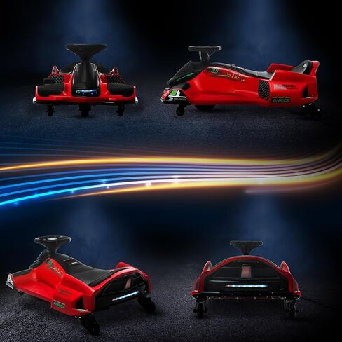 AOSOM 12V ELECTRAL GO KART ، سيارة انجراف 5 ميل في الساعة ، ركوب بطارية في الهواء الطلق مع بداية بطيئة ، الموسيقى ، الأضواء الملونة ، لمدة 8-12 سنة ، أسود in Saudi Arabia