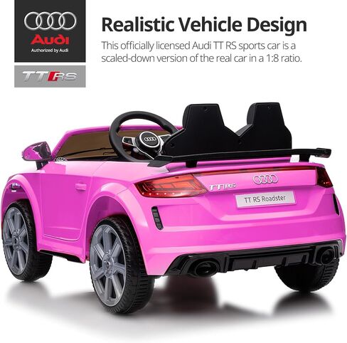 ركوب كهربائي على سيارة للأطفال ، لعبة Audi 12V 7ah Kids Ride-On Ride-On For Toddlers من 3 إلى 5 سنوات مع فتيات يبلغ من العمر 3-5 سنوات مع بلوتوث-بلوتوث-اللون الوردي الساخن in Saudi Arabia