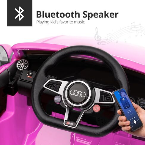 ركوب كهربائي على سيارة للأطفال ، لعبة Audi 12V 7ah Kids Ride-On Ride-On For Toddlers من 3 إلى 5 سنوات مع فتيات يبلغ من العمر 3-5 سنوات مع بلوتوث-بلوتوث-اللون الوردي الساخن in Saudi Arabia