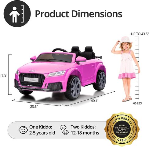 ركوب كهربائي على سيارة للأطفال ، لعبة Audi 12V 7ah Kids Ride-On Ride-On For Toddlers من 3 إلى 5 سنوات مع فتيات يبلغ من العمر 3-5 سنوات مع بلوتوث-بلوتوث-اللون الوردي الساخن in Saudi Arabia