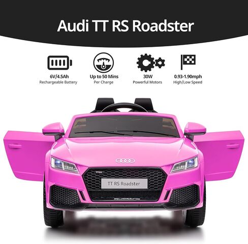 ركوب كهربائي على سيارة للأطفال ، لعبة Audi 12V 7ah Kids Ride-On Ride-On For Toddlers من 3 إلى 5 سنوات مع فتيات يبلغ من العمر 3-5 سنوات مع بلوتوث-بلوتوث-اللون الوردي الساخن in Saudi Arabia