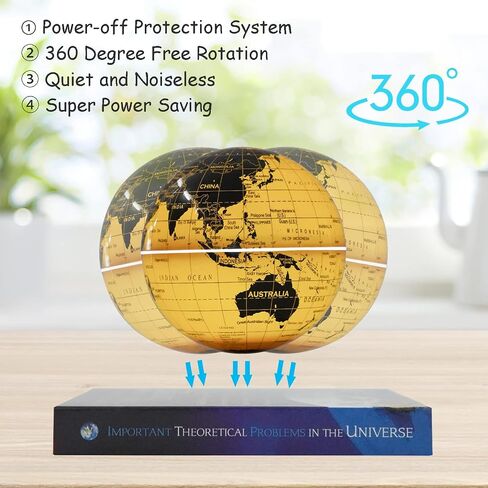 Floating Globe Lamp,6" World Geographic Globes Gold Magnetic Floating Levitating Globe with Lights Home Office Desk Decor Creative Birthday Christmas Gifts,360 Rotating in Saudi Arabia