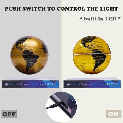 Floating Globe Lamp,6" World Geographic Globes Gold Magnetic Floating Levitating Globe with Lights Home Office Desk Decor Creative Birthday Christmas Gifts,360 Rotating in Saudi Arabia