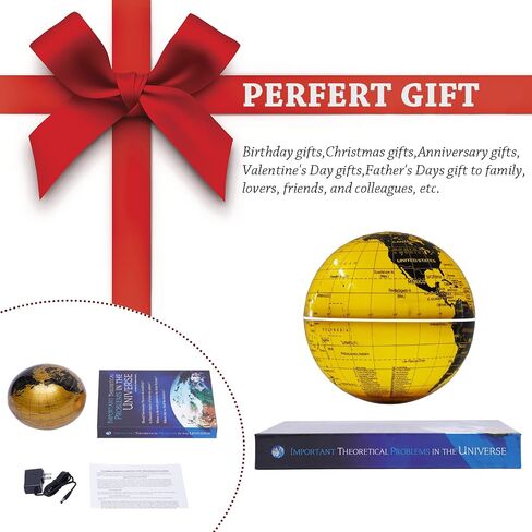 Floating Globe Lamp,6" World Geographic Globes Gold Magnetic Floating Levitating Globe with Lights Home Office Desk Decor Creative Birthday Christmas Gifts,360 Rotating in Saudi Arabia