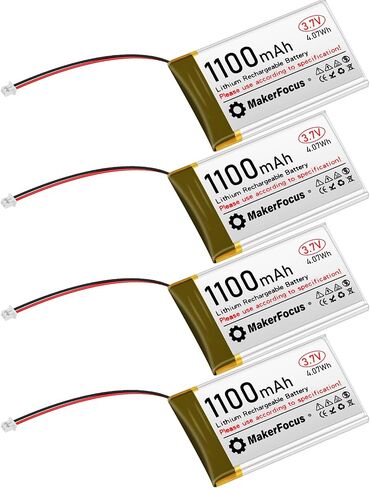 Makerfocus 4pcs 3.7v 1100mAh بطارية البوليمر الليثيوم 1S 1C بطارية قابلة لإعادة الشحن مع لوحة حماية وشريط مطاطي معزول وسدادات JST 1.25 لإنشاء ESP32 Development in Saudi Arabia