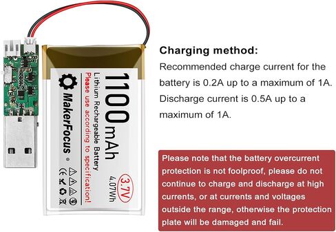 Makerfocus 4pcs 3.7v 1100mAh بطارية البوليمر الليثيوم 1S 1C بطارية قابلة لإعادة الشحن مع لوحة حماية وشريط مطاطي معزول وسدادات JST 1.25 لإنشاء ESP32 Development in Saudi Arabia