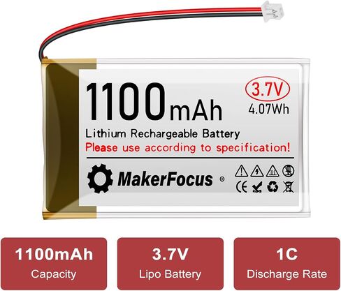 Makerfocus 4pcs 3.7v 1100mAh بطارية البوليمر الليثيوم 1S 1C بطارية قابلة لإعادة الشحن مع لوحة حماية وشريط مطاطي معزول وسدادات JST 1.25 لإنشاء ESP32 Development in Saudi Arabia