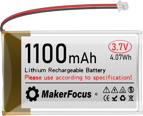 Makerfocus 4pcs 3.7v 1100mAh بطارية البوليمر الليثيوم 1S 1C بطارية قابلة لإعادة الشحن مع لوحة حماية وشريط مطاطي معزول وسدادات JST 1.25 لإنشاء ESP32 Development in Kuwait