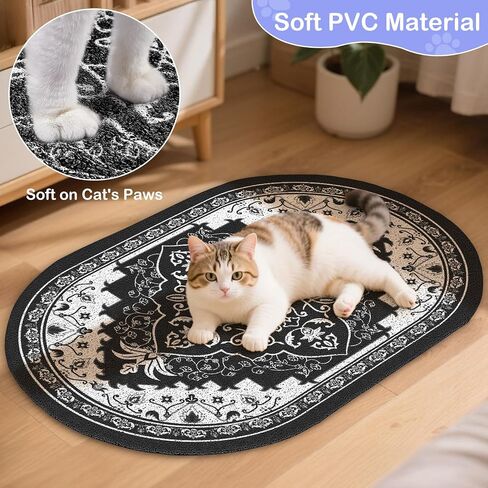 Pienbee Cat Sterter Mat ، 24 "× 15" سجادة حصيرة صندوق القمامة مع أسفل القاع غير المنقوش ، وسهل تنظيف مستلزمات القطط الأساسية للأرضية القاسية الداخلية ، الفاصوليا-الأخضر م in Kuwait