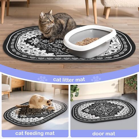 Pienbee Cat Sterter Mat ، 24 "× 15" سجادة حصيرة صندوق القمامة مع أسفل القاع غير المنقوش ، وسهل تنظيف مستلزمات القطط الأساسية للأرضية القاسية الداخلية ، الفاصوليا-الأخضر م in Kuwait