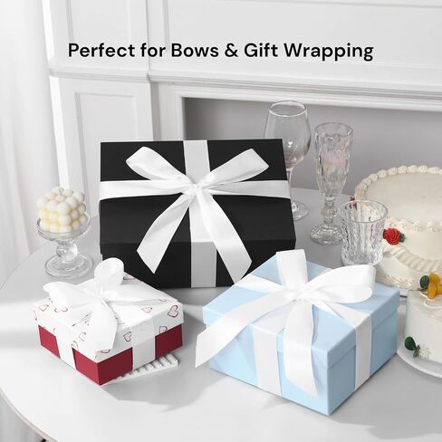 White Ribbon 1 1/2 Inch x 50 Yards – Double Faced Satin Wedding Ribbon for Gift Wrapping, Bows, Floral & Elegant Party Decor in Saudi Arabia