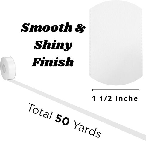 White Ribbon 1 1/2 Inch x 50 Yards – Double Faced Satin Wedding Ribbon for Gift Wrapping, Bows, Floral & Elegant Party Decor in Saudi Arabia