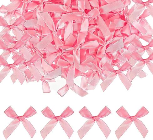 50 PCS Mini Pink Dows ، Bow Satin Satin Ribbon Bow للحرف اليدوية ، القوس الناعم الصغير لزهور مخبز التغليف عيد ميلاد عيد ميلاد الزفاف (الوردي) in Kuwait