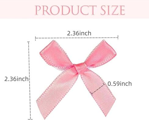 50 PCS Mini Pink Dows ، Bow Satin Satin Ribbon Bow للحرف اليدوية ، القوس الناعم الصغير لزهور مخبز التغليف عيد ميلاد عيد ميلاد الزفاف (الوردي) in Kuwait