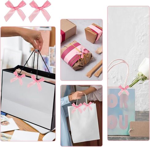 50 PCS Mini Pink Dows ، Bow Satin Satin Ribbon Bow للحرف اليدوية ، القوس الناعم الصغير لزهور مخبز التغليف عيد ميلاد عيد ميلاد الزفاف (الوردي) in Kuwait