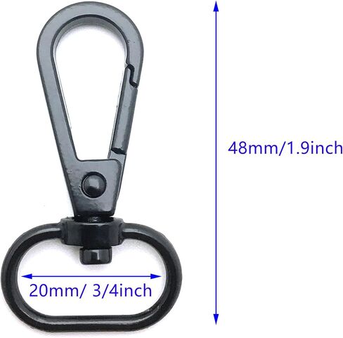 20 pcs 3/4 "داخل القطر البيضاوي حلقة جراد البحر المشبك Claw Claw دوار لحزام بوابة بوابة كرادال جراد البحر خطافات دوار مقاطع الأزياء (الفضة 20 مم) in Kuwait