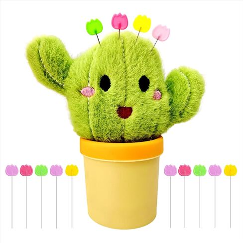 أداة خياطة Cactus Pin Cushion مع تخزين مغناطيسي ، بما في ذلك 50 إبر زهور لطيف ، Threader ، كشقة ＆ قياس الشريط ، حامل دبوس لخياطة desksapplique و patchwork crafter. in Saudi Arabia