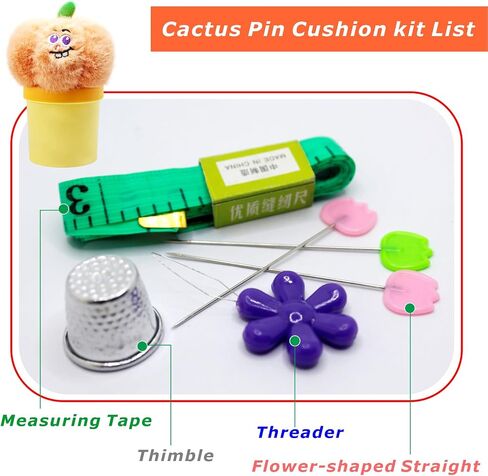 أداة خياطة Cactus Pin Cushion مع تخزين مغناطيسي ، بما في ذلك 50 إبر زهور لطيف ، Threader ، كشقة ＆ قياس الشريط ، حامل دبوس لخياطة desksapplique و patchwork crafter. in Kuwait