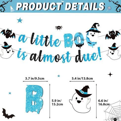 183Pcs A Little Boo Is Almost Due Baby Shower Boy Little Boo Baby Shower Decorations Boy Halloween Plates and Napkins Blue Halloween Tableware in Saudi Arabia