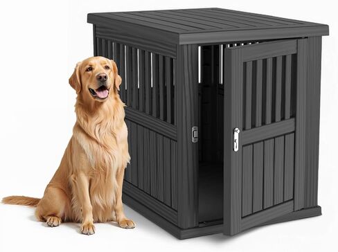 Dog House - Resin Outdoor Dog Kennel with Ventilated Design, Waterproof Dog Bed Shelter for Backyard, Garden & Patio in Saudi Arabia
