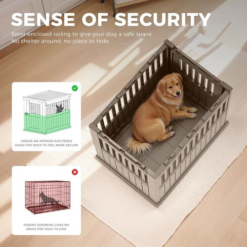 Drato Dog Crate Furniture And Table Table Stand Stand Fature مع مزلاج قابل للقفل للكلاب الصغيرة إلى الكبيرة من الكلاب الجانبية ، الكلاب الحديثة في داخلي (بني فاتح ، صغير الحجم (29.65 * 21.3 * 25.28)) in Kuwait