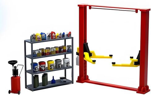 متجر لإصلاح السيارات ، 1/18 مجموعة طراز مقبس الطابق ، DIY Auto Garage Diorama مع أدوات وملحقات ، مثالية لهواة الجمع والهواة in Kuwait