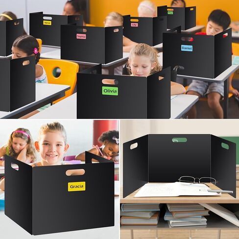 24 PCS Privacy Bolders للطلاب Privacy Privacy Shields لمكاتب الطلاب مقسم سهلة التنظيف لموقعات الاختبار للفصول الدراسية تشمل ملصقات فارغة إضافية in Saudi Arabia