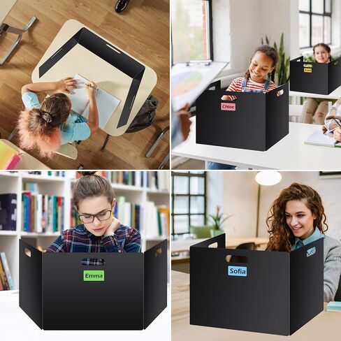 24 PCS Privacy Bolders للطلاب Privacy Privacy Shields لمكاتب الطلاب مقسم سهلة التنظيف لموقعات الاختبار للفصول الدراسية تشمل ملصقات فارغة إضافية in Saudi Arabia