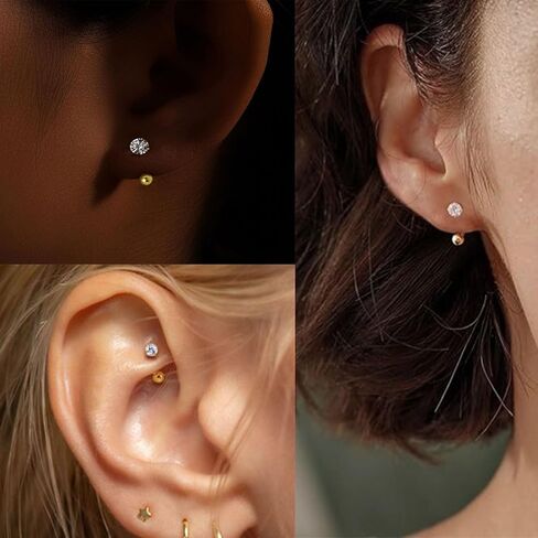 SILBERTALE Daith Rook Earrings Sterling Silver Cartilage Earring Stud Tragus Piercing Eyebrow Rings Petite Belly Ring Curved Barbell Body Piercing 5/16'' in Kuwait