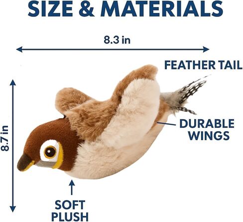Toys Rechargeable Flapping Bird Sparrow (Not Flying), Lifelike Chirp Tweet, Touch Activated Kitten Toy Interactive Cat Exercise Toys for All Breeds Cat Kicker Catnip Toys (White Sparrow) in Saudi Arabia