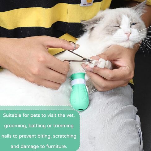 Cat Muzzle for Grooming,Cat Bubble Muzzle,Helmet,Breathable Hood Cover with 4 Silicone Paw Shoes for Bath Nail Trimming Cats Biting Chewing(Size:M) in Saudi Arabia