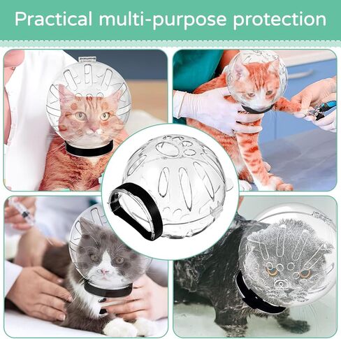 Cat Muzzle for Grooming,Cat Bubble Muzzle,Helmet,Breathable Hood Cover with 4 Silicone Paw Shoes for Bath Nail Trimming Cats Biting Chewing(Size:M) in Saudi Arabia