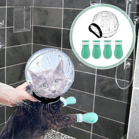 Cat Muzzle for Grooming,Cat Bubble Muzzle,Helmet,Breathable Hood Cover with 4 Silicone Paw Shoes for Bath Nail Trimming Cats Biting Chewing(Size:M) in Saudi Arabia