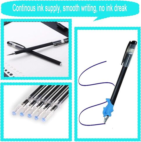 Disappearing Ink Pens Set with 20 Refills, 2 Pens & 2 Grips, Magic Ink Pens for Use with Reusable Magic Grooved Writing Practice, Compatible with Grooved Handwriting Practice for Kids in Saudi Arabia