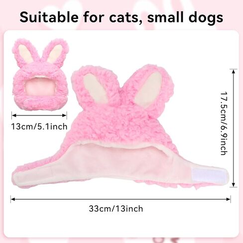 Fuzzy Bunny Ear Costume Pet Outfit, Cat Rabbit Costume Hat, Cute Cat Clothing, Suitable for Cats and Small Dogs as Party Costumes and Easter Pet Accessory Headwear (White) in Kuwait