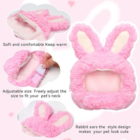 Fuzzy Bunny Ear Costume Pet Outfit, Cat Rabbit Costume Hat, Cute Cat Clothing, Suitable for Cats and Small Dogs as Party Costumes and Easter Pet Accessory Headwear (White) in Kuwait