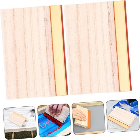 Veemoon 2Pcs Screen Printing Squeegee Wooden Handle Versatile Ink Scraper for Water and Oil-Based Inks for DIY Artists and Printmakers in Saudi Arabia