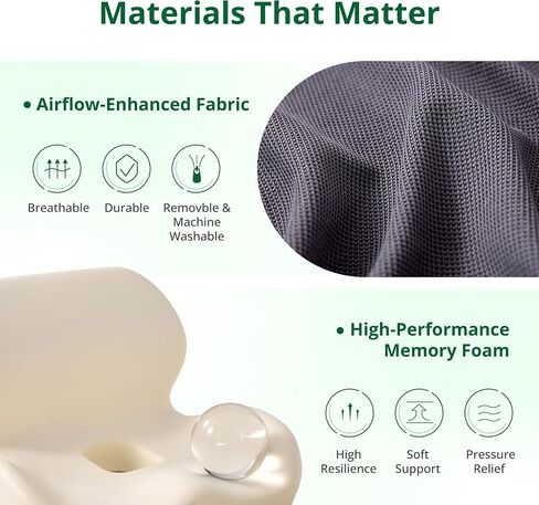 One-Piece Memory Foam Seat & Back Cushion - Lumbar Support, Adjustable Strap, Non-Slip Bottom - Breathable Removable Cover for Office Chair, Car, Truck (Grey) in Kuwait