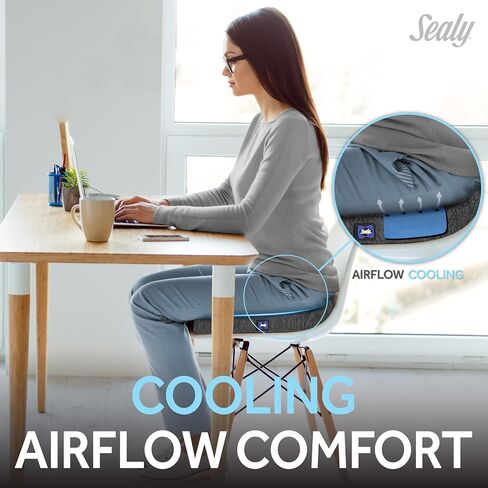Sealy Memory Foam Seat Cushion for Car and Office Chairs – Tailbone Pain Relief, Posture Support, and Comfort for Home Office Use in Saudi Arabia