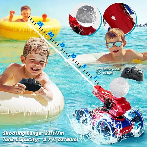 Spider Amphibious Remote Control Car for Boys Kids - 4WD Waterproof 2.4 GHz 360°Rotation RC Stunt Car - Water and Land Pool Toys Cars for 4 5 6 7 8 9 10 Year Old Boys Christmas Birthday Gifts in Saudi Arabia