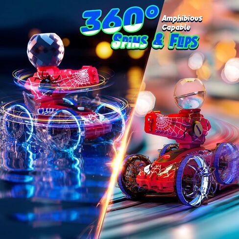 Spider Amphibious Remote Control Car for Boys Kids - 4WD Waterproof 2.4 GHz 360°Rotation RC Stunt Car - Water and Land Pool Toys Cars for 4 5 6 7 8 9 10 Year Old Boys Christmas Birthday Gifts in Saudi Arabia