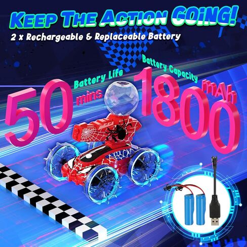 Spider Amphibious Remote Control Car for Boys Kids - 4WD Waterproof 2.4 GHz 360°Rotation RC Stunt Car - Water and Land Pool Toys Cars for 4 5 6 7 8 9 10 Year Old Boys Christmas Birthday Gifts in Saudi Arabia