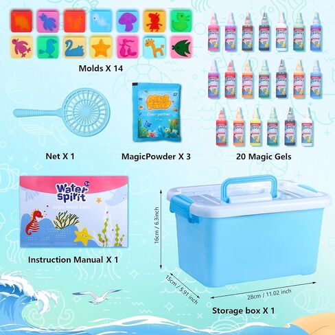 طقم لعبة Magic Water Elf Toy ، مجموعة Aqua Fairy Water Gel مع 20 قالبًا سحريًا و 14 قالبًا ، حيوانات أليفة مائية ، هدايا أعياد الميلاد ، تفضل الحفلات ، اجعل ألعاب Squishies الخاصة بك DIY Craft Kit للأطفال الذين تتراوح أعمارهم بين 3+ in Kuwait