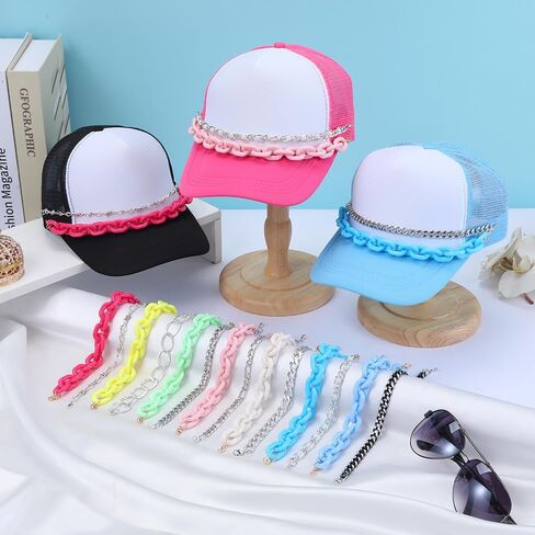 14 PCS Trucker Hat Cains Bill Decoration Hat Charms Disachable Diy Metal Cains for Women Men Brim Decoration for DIY Hat Jewelry Assories in Kuwait